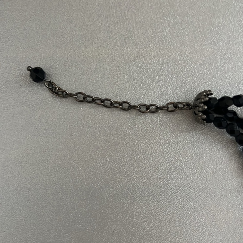 Black Triple Strand Beaded Statement Necklace - image 3